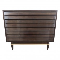 Pair of walnut and brass chests